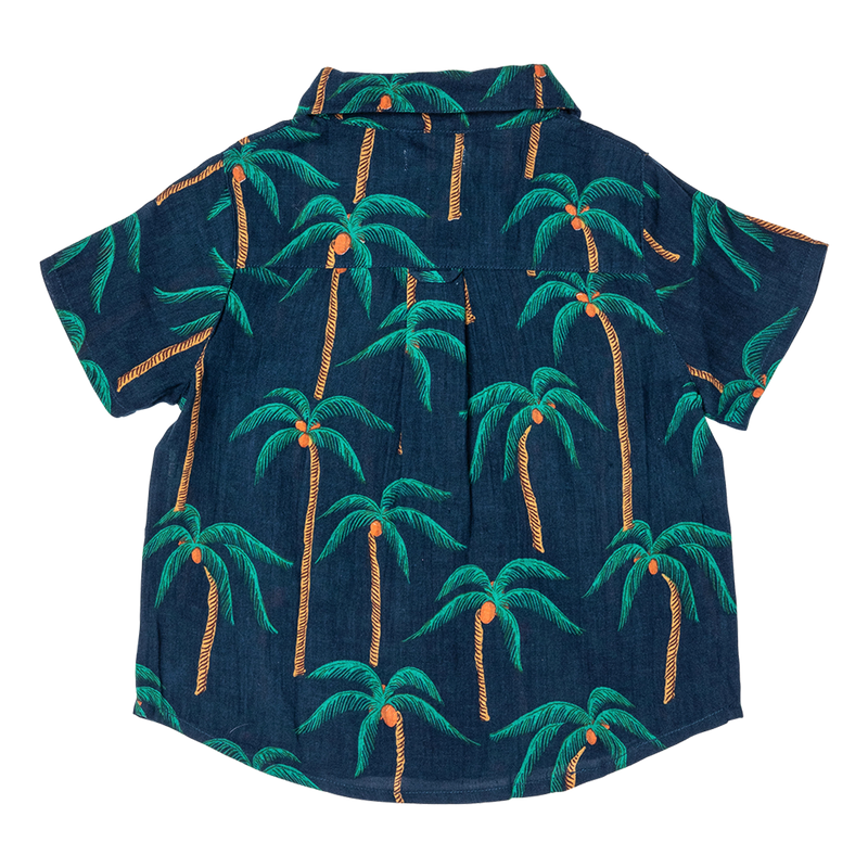 Boys Jack Shirt - Navy Palm Trees