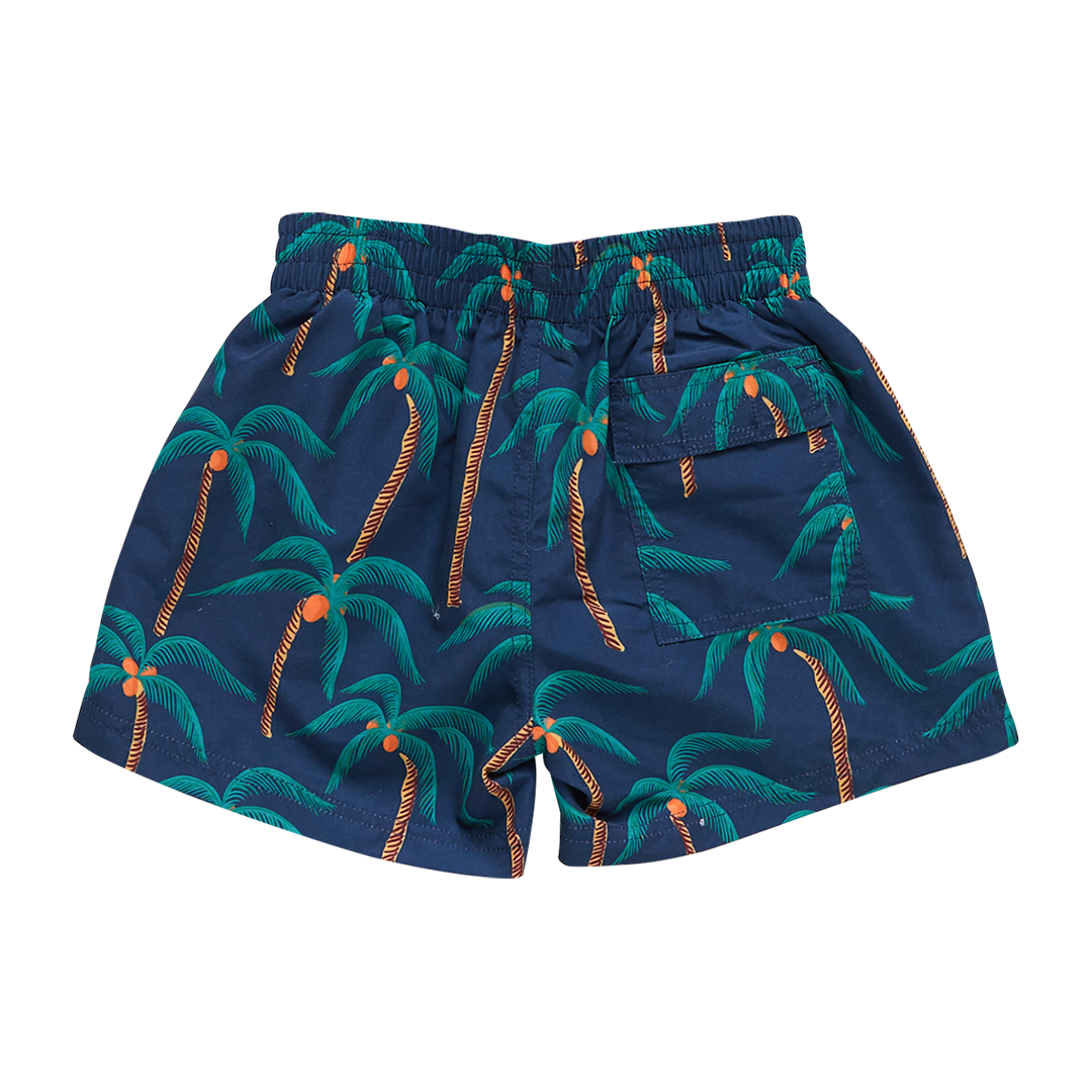 Boys Swim Trunk - Navy Palm Trees – Pink Chicken