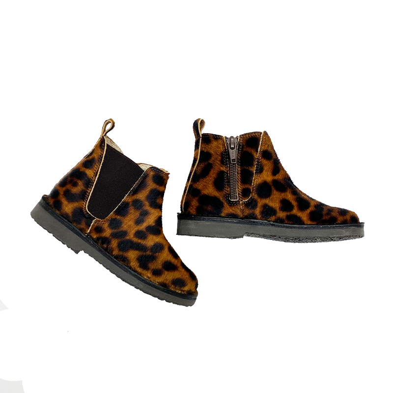 Pink Chicken Childrenchic Suede Chelsea Boot - Leopard 24 