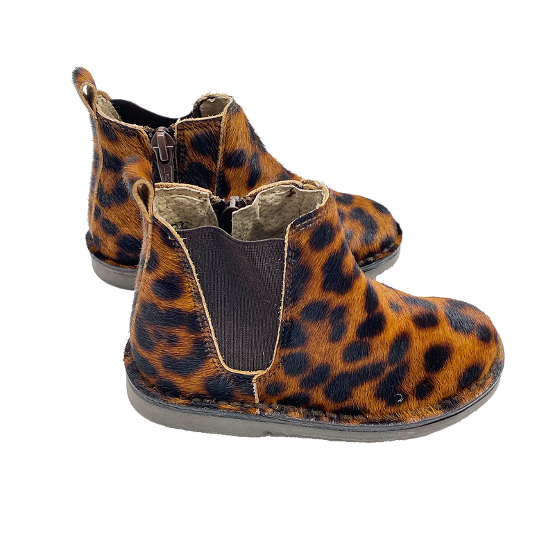 Pink Chicken Childrenchic Suede Chelsea Boot - Leopard 24 