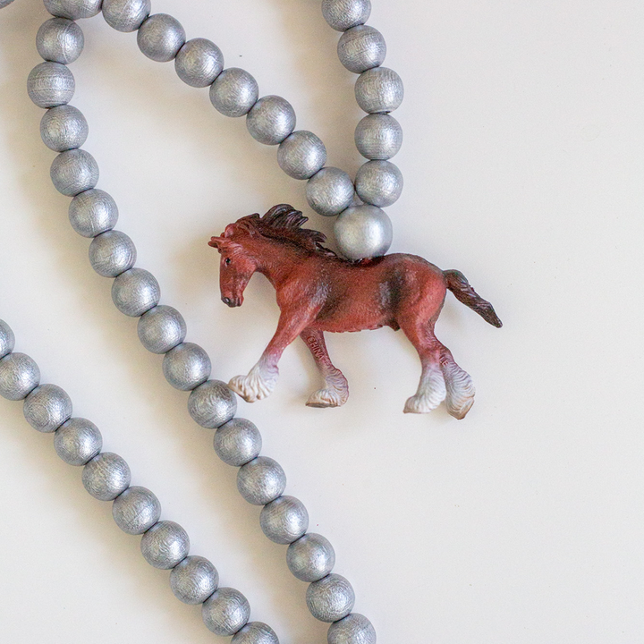 Morgan Stallion on Gold Beads – Pink Chicken