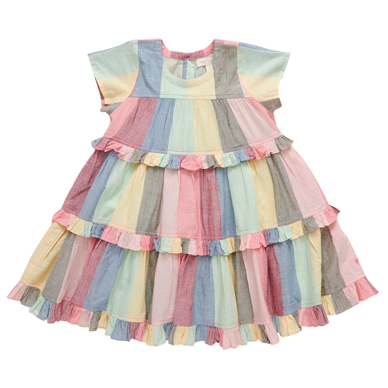 Girls Daphne Dress - Multi Wide Stripe