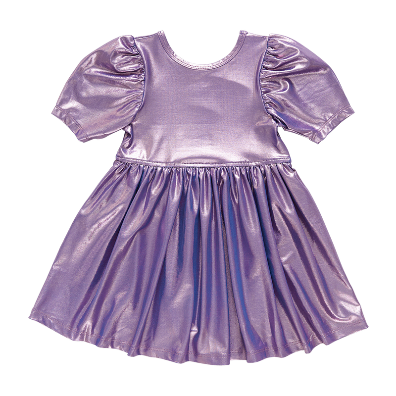 Girls Lame Laurie Dress - Dusty Purple Lame