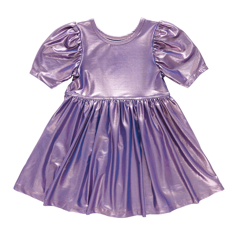 Girls Lame Laurie Dress - Dusty Purple Lame