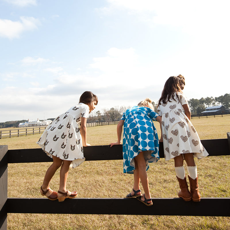 Girls Organic Steph Dress - Blue Dot