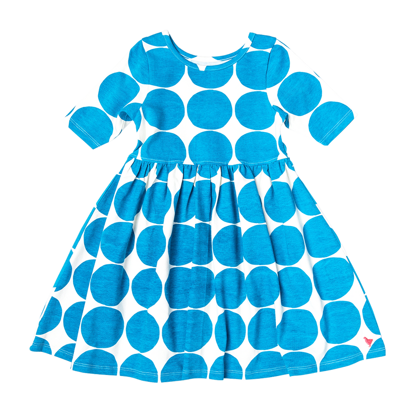 Girls Organic Steph Dress - Blue Dot