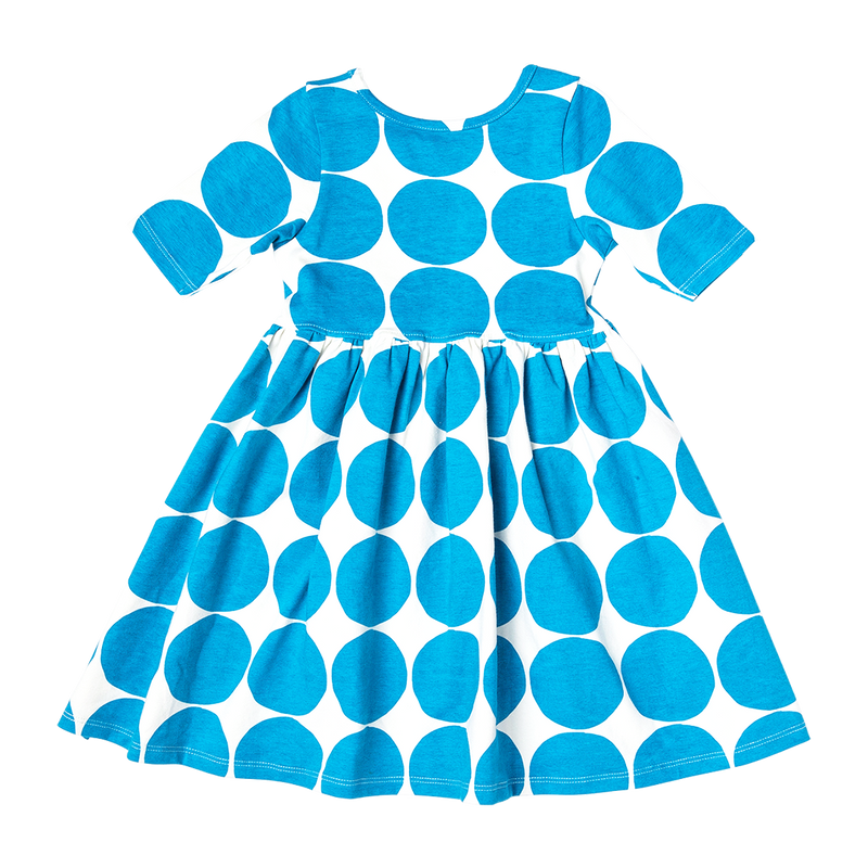 Girls Organic Steph Dress - Blue Dot