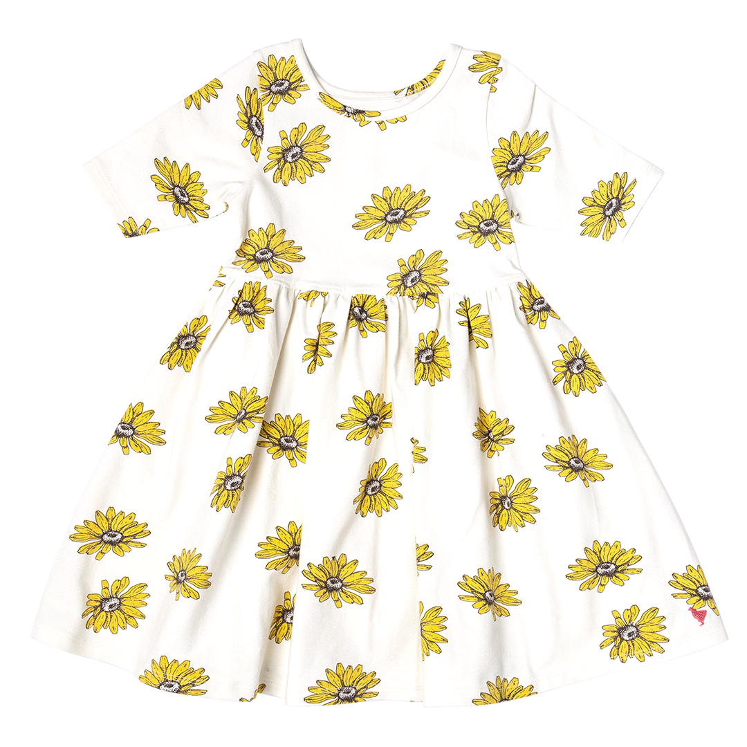 Girls Organic Steph Dress Floating Daisy Pink Chicken 5848