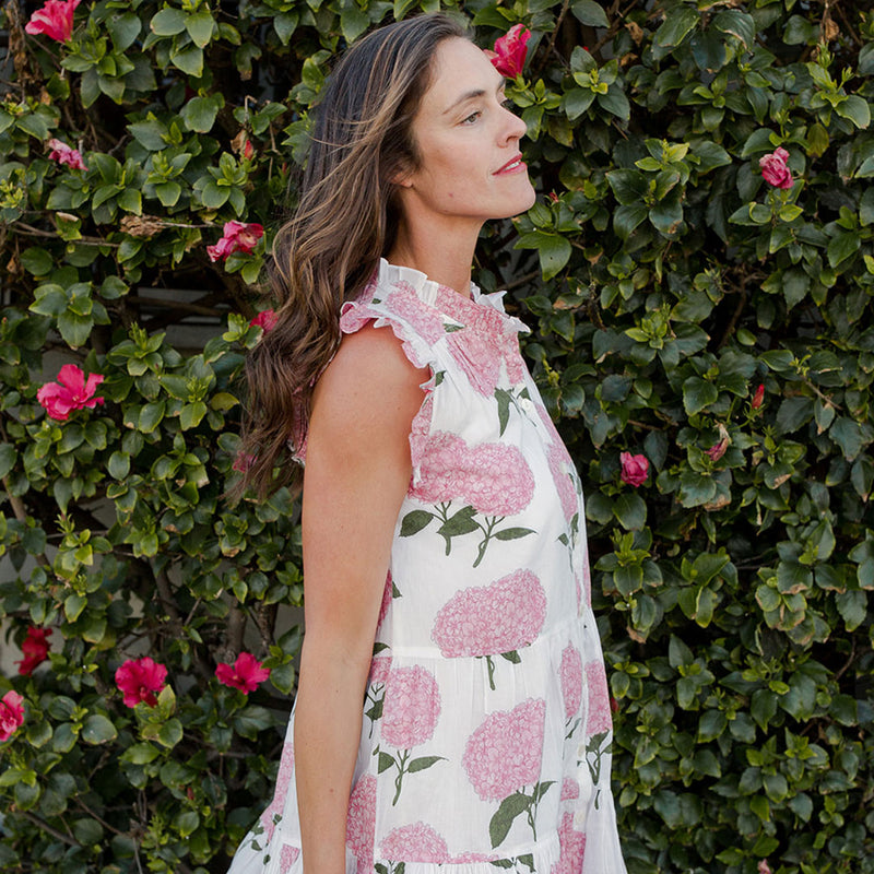 Womens Kalani Dress - Pink Hydrangeas