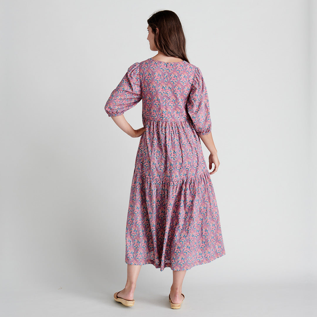 Womens Indira Dress - Pink Posey Block Print – Pink Chicken